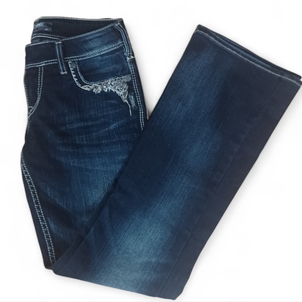 Silver Jeans Tuesday Women's Bootcut Jeans W27 L31Size 6 Dark Wash Embroidered - Picture 4 of 16